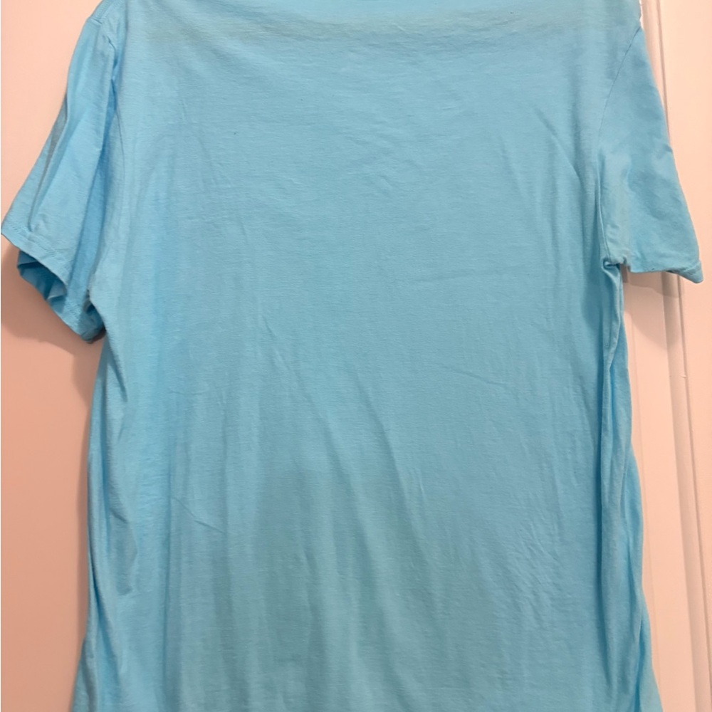 Light Blue Short Sleeve Tee with Floral Design - Picture 5 of 5